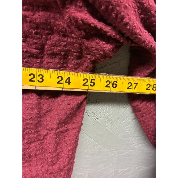 Free People Waffle Knit Long Sleeve Top Women’s Medium Burgundy Textured - Picture 6 of 11